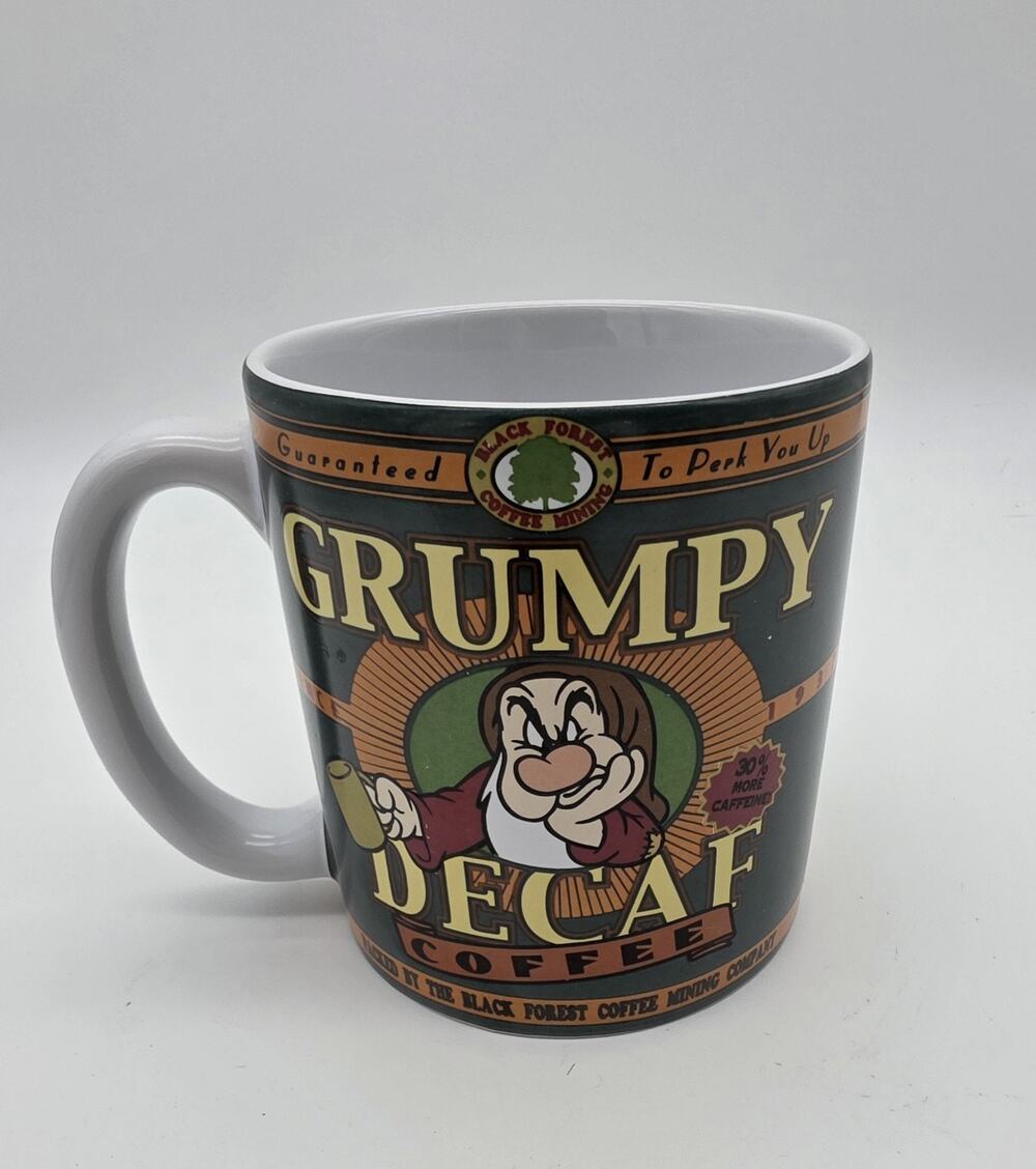 Grumpy Decaf Coffee Mug Disney Store Snow White Black Forest Mining Cup 16 OZ